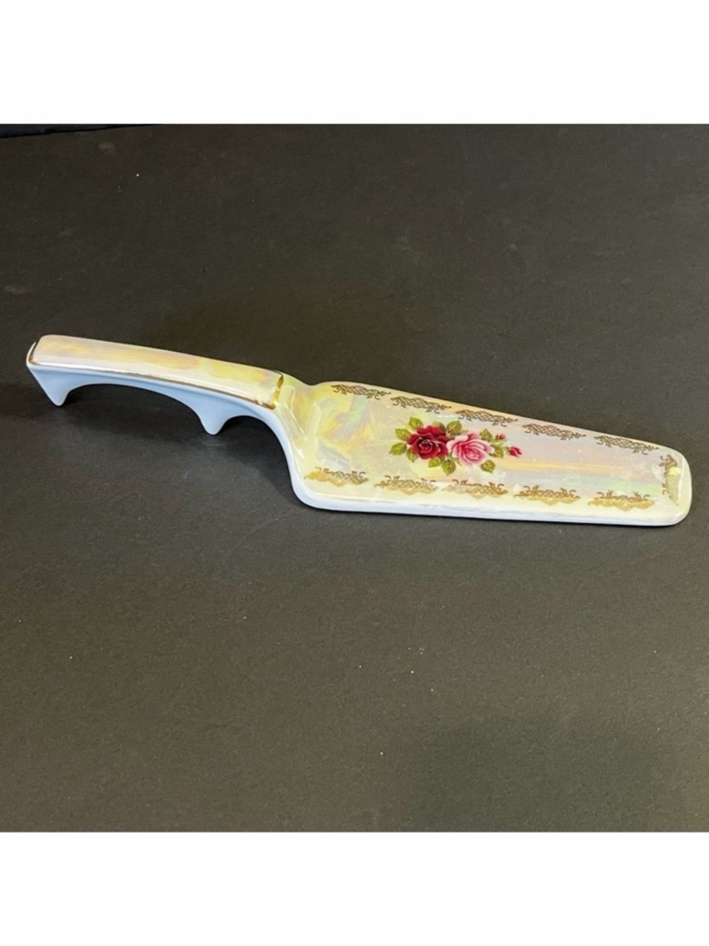 Victorian Cake/Pie Server Rose Porcelain Iridescent Pink Romantic Wedding Bride